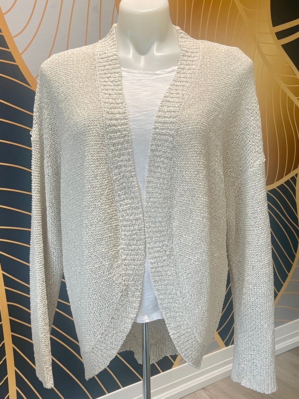 B New York Oatmeal Open Front Cardigan - Size XL